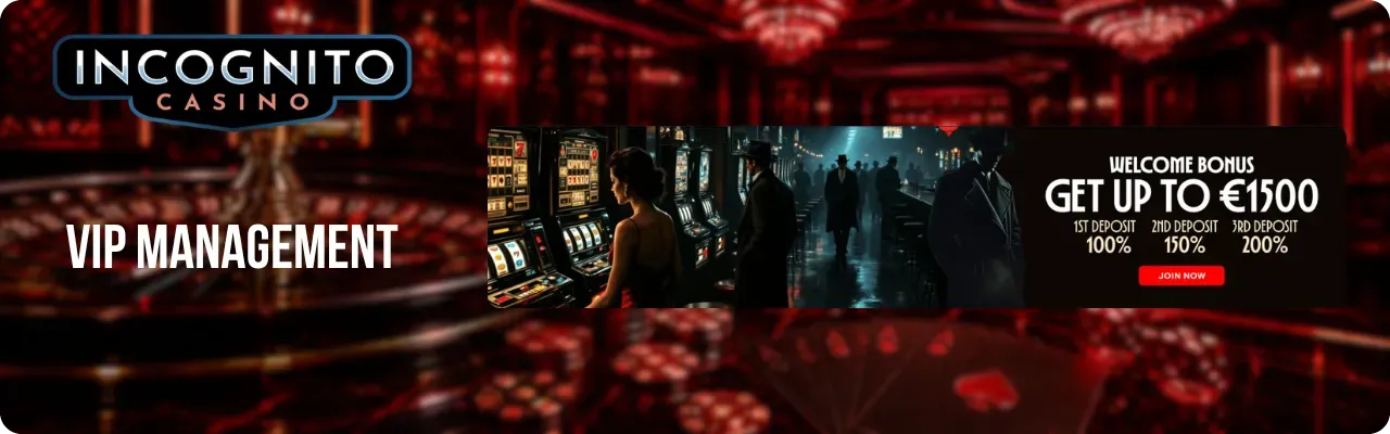 Incognito Casino VIP management cashback and player support section