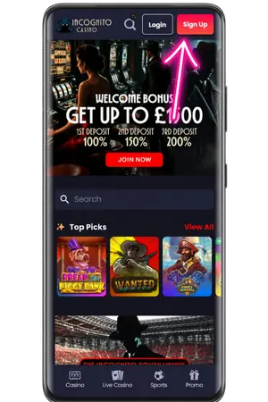 To activate the Incognito Casino bonus, go to the official website.