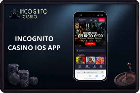 The Incognito online Casino App icon appears on an iPhone home screen next to standard Apple apps after a successful installation
