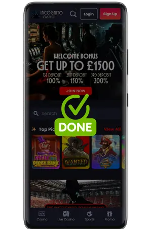 ready you have activated the Incognito Casino bonus